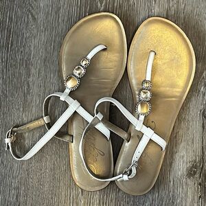 Brighton White and Gold Sandals